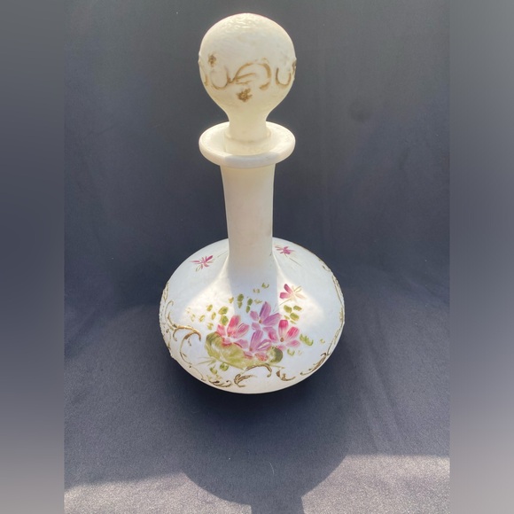 Antique Victorian Glass Decanter Barber Bottle Hand Painted Intact with Stopper - Picture 11 of 12